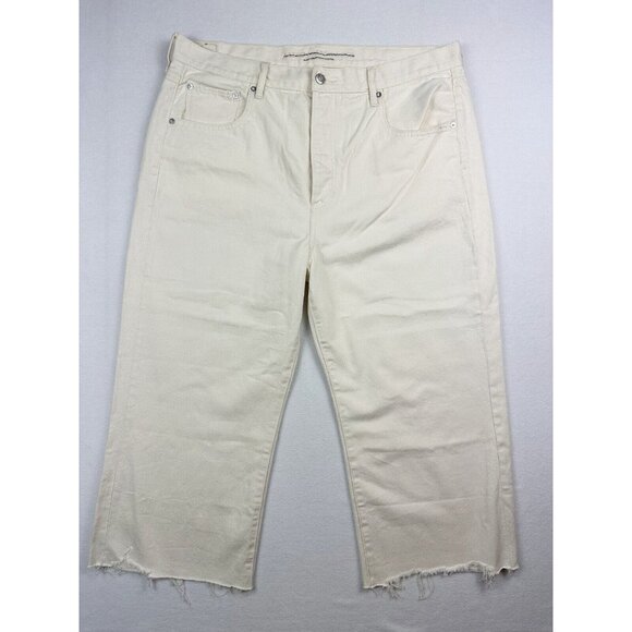 American Eagle Outfitters Denim - AMERICAN EAGLE Womens Jeans Size 18 Short Wide Leg Crop Cream Button Fly‎